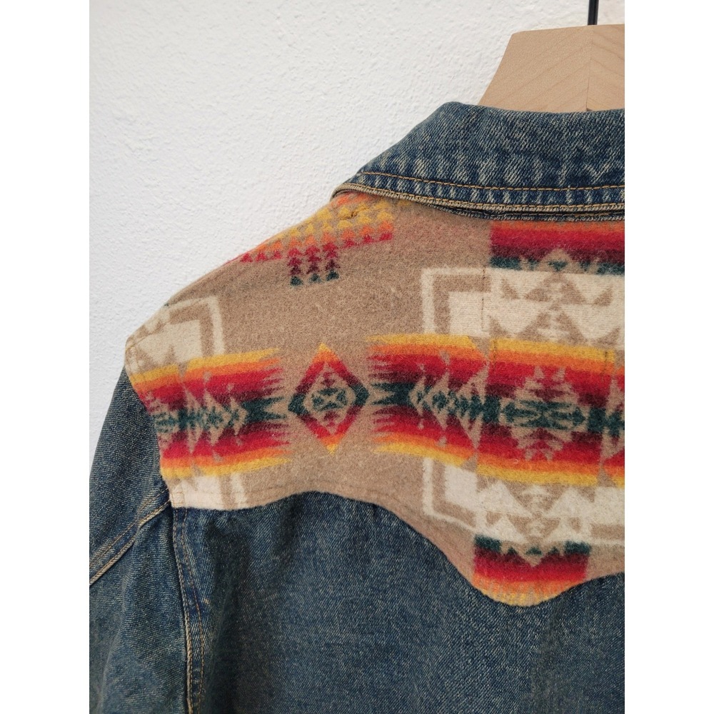 Pendleton High Grade Western Wear Denim Jacket Chief Joseph Wool Yoke Men's S - Picture 11 of 16